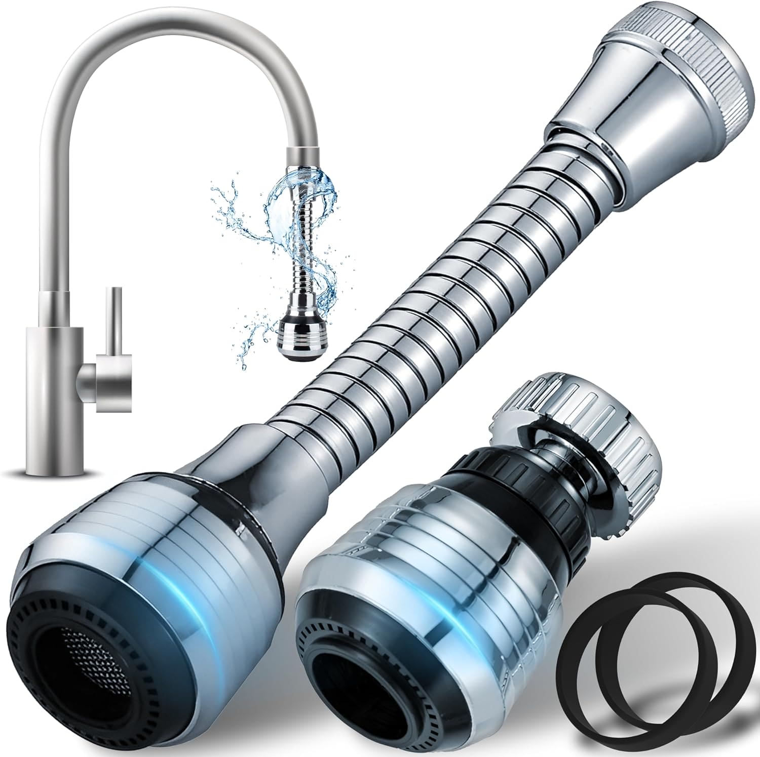 Multifunctional Splash Guard, Flexible Faucet Extender, 360 Rotatable Water Extender, Faucet Nozzle Frother Mixer, Bathroom Kitchen Faucet Sprayer Adapter Filter, Bendable Kitchen Sink Tap Spray Head Multifunctional Splash Guard, Flexible Faucet Extender, 360 Rotatable Water Extender, Faucet Nozzle Frother Mixer, Bathroom Kitchen Faucet Sprayer Adapter Filter, Bendable Kitchen Sink Tap Spray Head